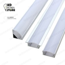 PROFILO ALLUMINIO ANODIZZATO 2M METRI STRIP STRISCE LED CON COPERTURA+TAPPI+CLIP