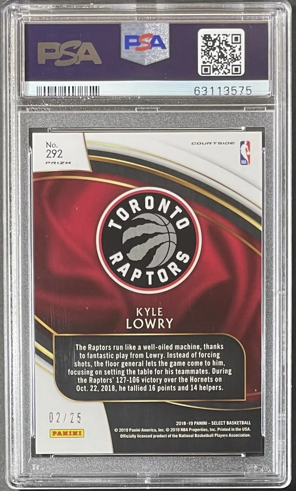 ( PSA 10 ) Kyle Lowry 2018-19 Select #292 Courtside Tie-Dye Prizm /25 Raptors - Image 3 of 3