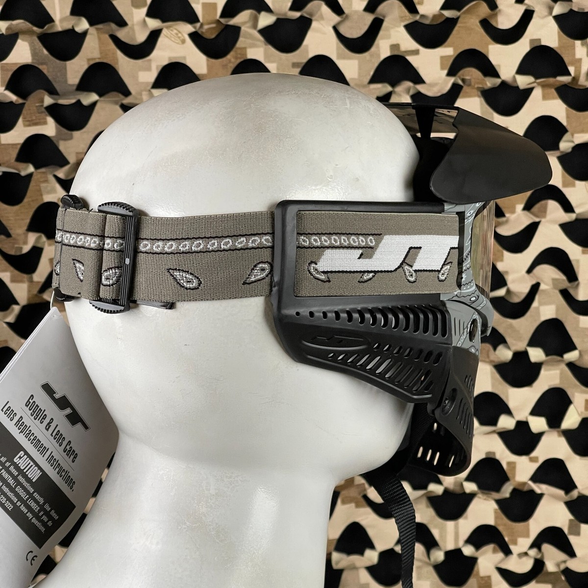Masque De Paintball JT ProFlex – Gris Bandana – Lentilles Claire + Fumée – Neuf USA