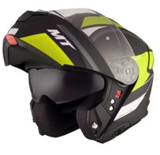 MT GENESIS FLIP FRONT DUAL VISOR MODULAR MOTORCYCLE HELMET CAVE BLACK YELLOW