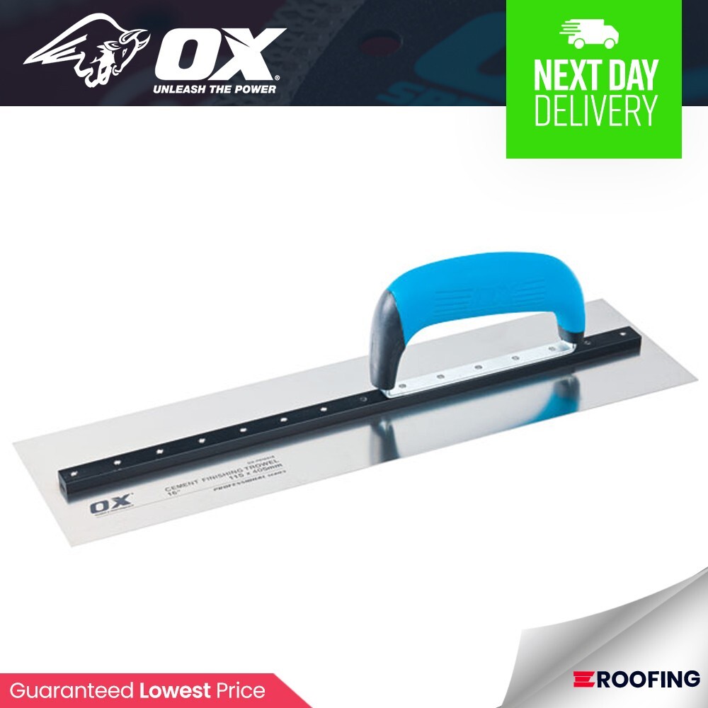 OX Tools P018816 OX Pro Stainless Steel Cement Finishing Trowel | 16in / 400mm