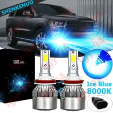 Ice Blue H11 Led Fog Light Bulb 8000k 55w 8000lm C6 For Dodge Durango 2014-2019