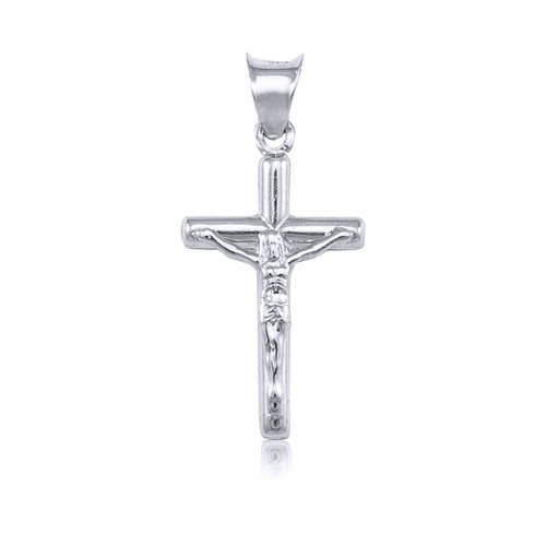 14K White Gold Crucifix Cross Pendant 