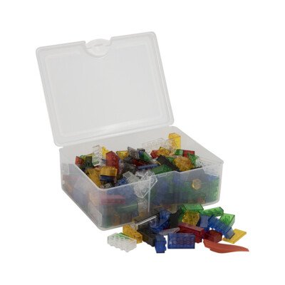 Q-Bricks Teilebox - 300 Klemmbausteine - Transparent Basismischung