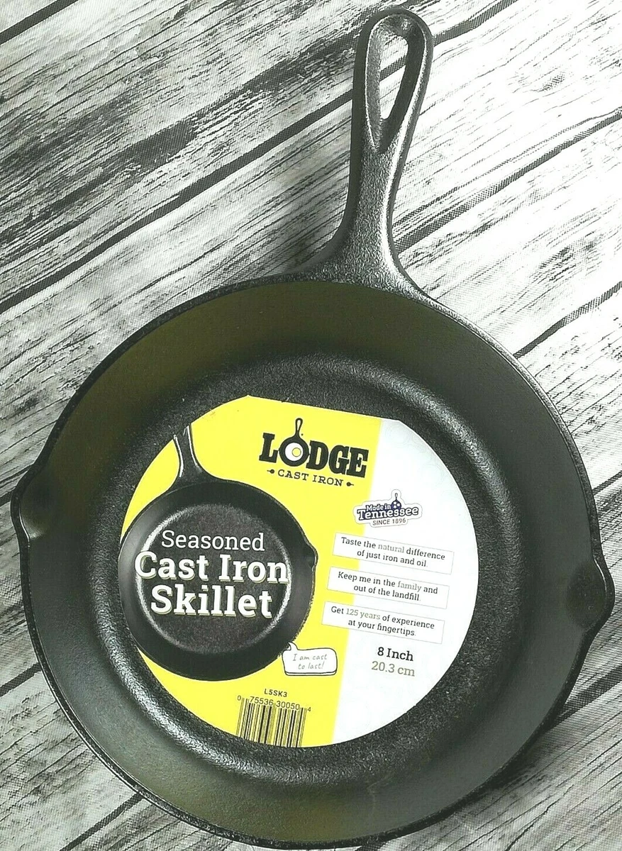 Lodge L5SK3 8 Pre-Seasoned Cast Iron Skillet with Cover