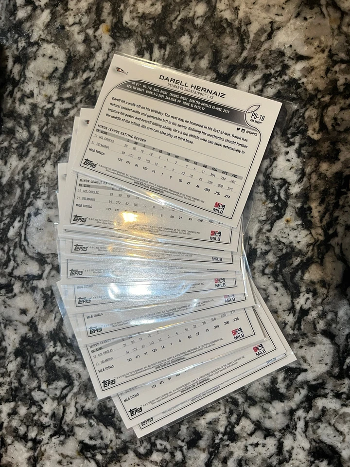 (10) LOT 2022 Topps Pro Debut Darell Hernaiz #PD-10 Shorebirds - Image 2 of 2