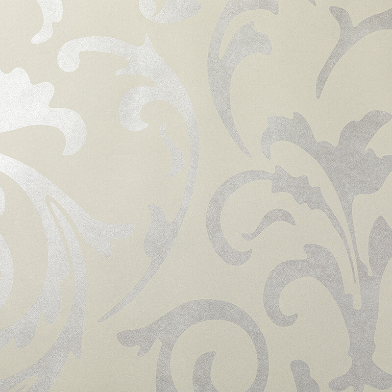 Silver Grey 3D Victorian Damask Embossed Wallpaper TV Backdrop Wall