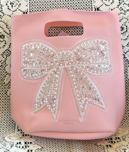 ALL NEW Pink Sparkle BRIDAL Bow Reusable Gift Bag Bath & Body Works SHIPS FREE
