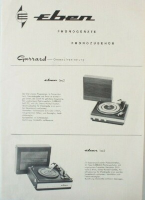 Infoblatt eben Garrard Generalvertretung Garrard 401 AP75 SL75 SL95 B-15383
