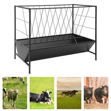 Heavy-Duty Metal Ranch Feeder with 50 Gal Grass & 30 Gal Feed Pan for Livestock