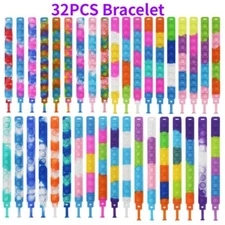 32Pcs Toy Pack WearableBracelets Push Poping Bubble Stress Relief Toys for Kids