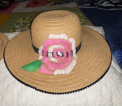 Betsey Johnson Natural Straw Sun Hat with Floral Band - One size Betsey Johnson Hats for Women for sale | eBay main image 2