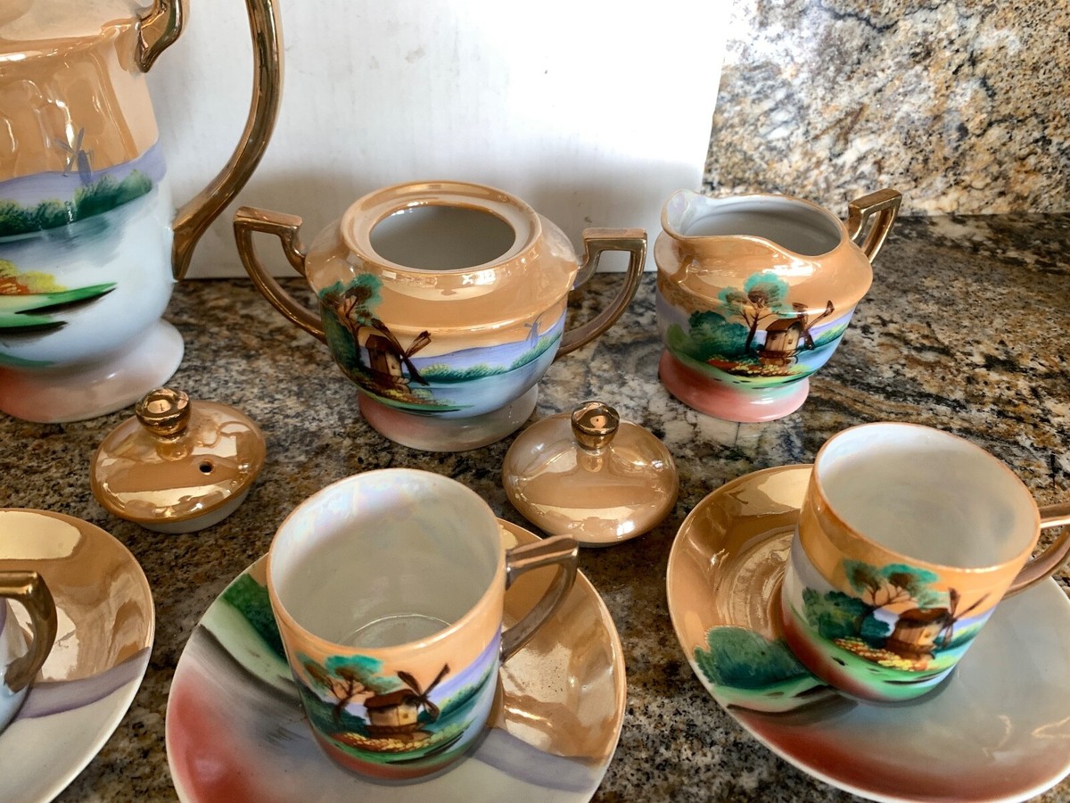 VTG Chikaramachi Tea Set Japan Lusterware Teapot Cream Sugar