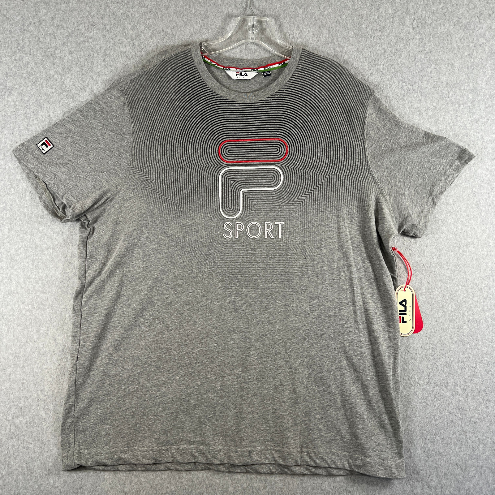 FILA Sport T Shirt Uomo Taglia XL Grigio Poli Cotone F Sport Grafica Nuova con etichette