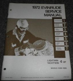 1972 EVINRUDE LIGHTWIN YACHTWIN 4HP 4 HP Service Shop Repair Manual 4236 4206