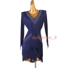 Latin Dance Dress Salsa Tango Cha Cha Ballroom Rhinestone Competition Dress F747