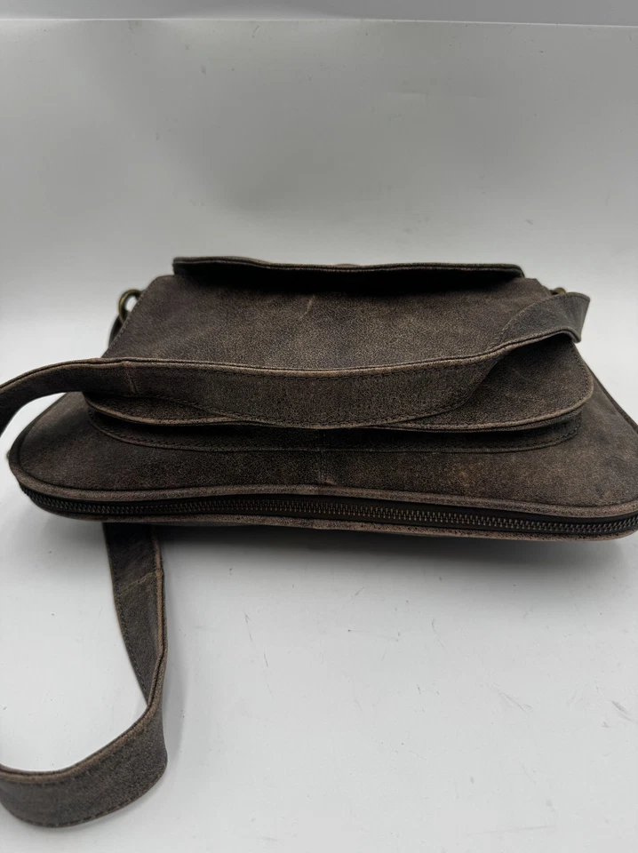 Latico NJ-USA Womens Handbag Brown Leather Pocket Adjustable Strap Crossbody Bag - Image 3 of 4