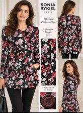 Sonia Rykiel Lightweight Women's 4-pocket Longline Jacket FR 40/US 8 Floral CC