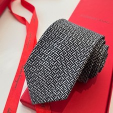 NWT Luxury Ferragamo Silk Tie Men's Business Formal Attire