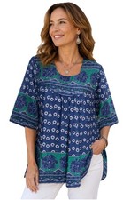 NWT La Cera Boho India Block Print Cotton Tun...