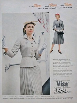 1954 Women's Natalie Nicoli suits Visa By Milliken vintage fashion ad 