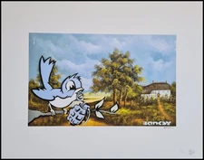 Banksy Oiseau Avec Grenade 50 X 40 CM Lithographie Art Limitée #26/600