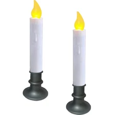 Battery Operated Window Candles Dusk To Dawn Taper Timer LED Holder Halloween