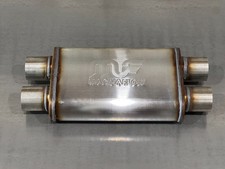 Silenciador recto ovalado MagnaFlow 4"x9" SS doble 2,5" entrada/salida 14" cuerpo 11386 (NUEVO)