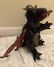 Folkmanis Black Dragon Hand Puppet Expandable Wings Large Plush Animal 24  