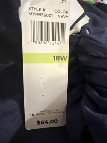 Anne Cole Plus Shirred High-Waist Tummy Control Bikini Bottoms, Navy, 18W, $64 - Picture 4 of 6