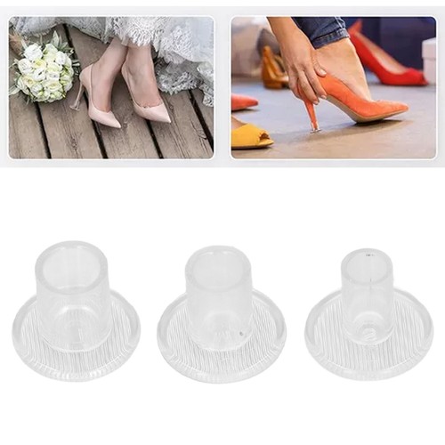 24 Pairs High Heel Protector Transparent PVC Heel Cover Repair Cap 3 Sizes - Picture 3 of 12