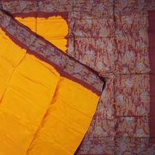 Vintage Orange Sarees 100 Pure Silk Printed Indian Sari 6YD Decor Craft Fabric