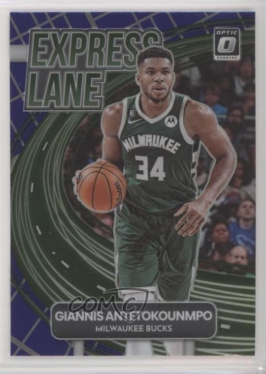 2022 Panini Donruss Optic Express Lane Purple Prizm Giannis Antetokounmpo 18ms