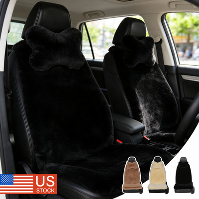 For Chevrolet Silverado GMC 1500 Seat Cover Faux Sheepskin Front & Rear Cushion