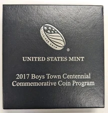 2017 P Boys Town UNC-Centennial Silver Dollar Commemorative $1 Coin Box + COA