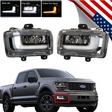 LED Fog Lights Driving Lamps w/Turn Signal For 2024 2025 2026 Ford F150 F-150