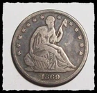 1869-P  SEATED LIBERTY HALF DOLLAR Original Sharp VG+ #32D59 .900 FINE SILVER