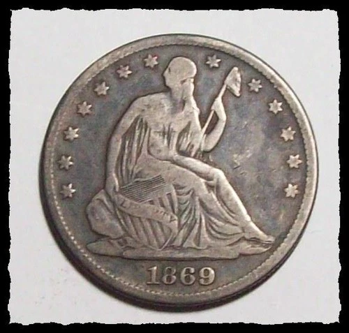 1869-P  SEATED LIBERTY HALF DOLLAR Original Sharp VG+ #32D59 .900 FINE SILVER