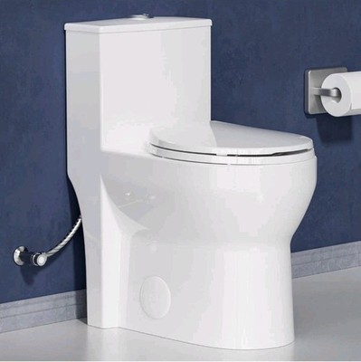Compact One Piece Tall Toilet 17 Inch for Small Bathroom, Tornado Flush Comfort