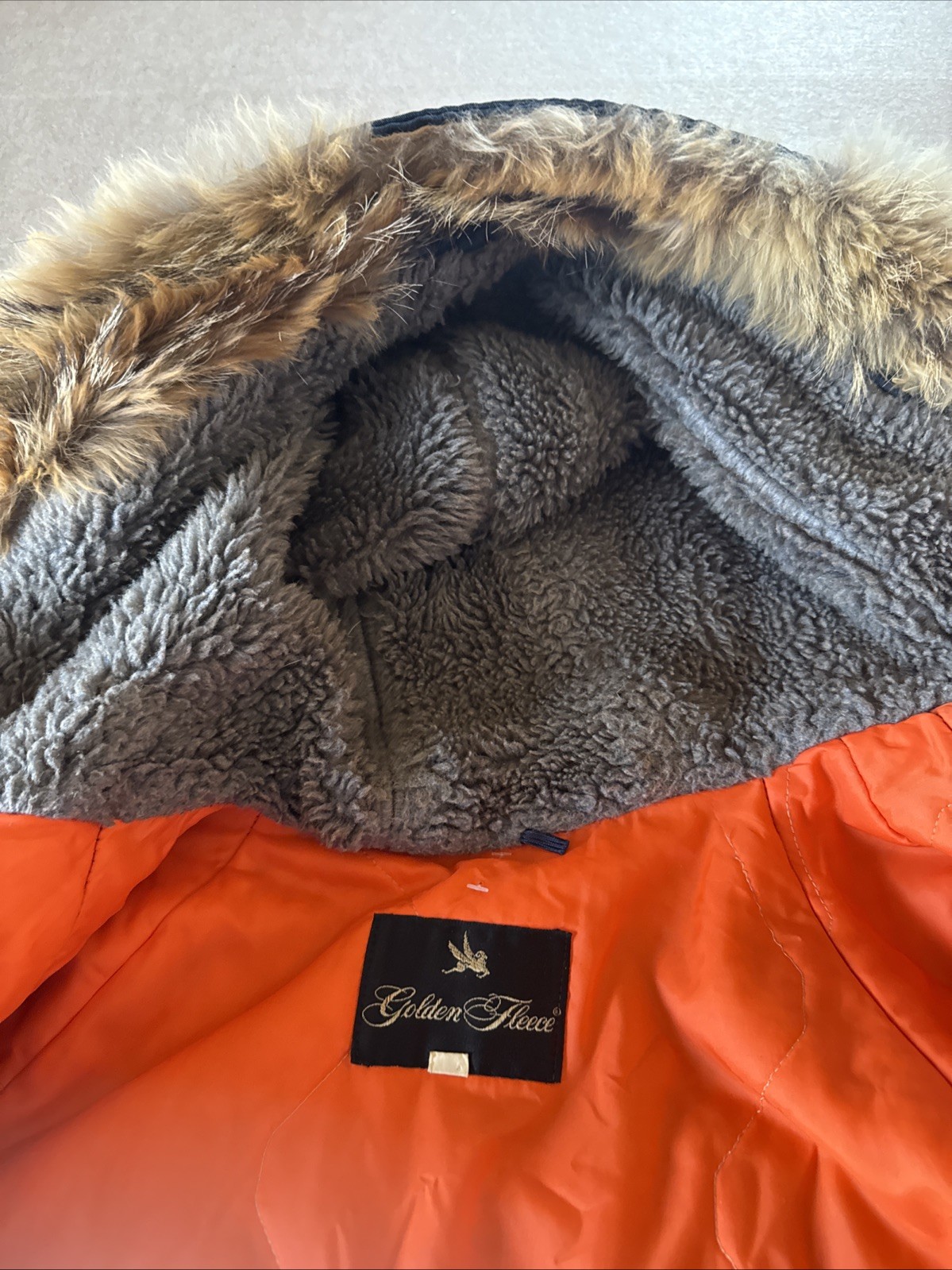 Vintage Golden Fleece Parka Work Coat 44 Quilt Lined Navy Fur Trim On Hood thumbnail 9