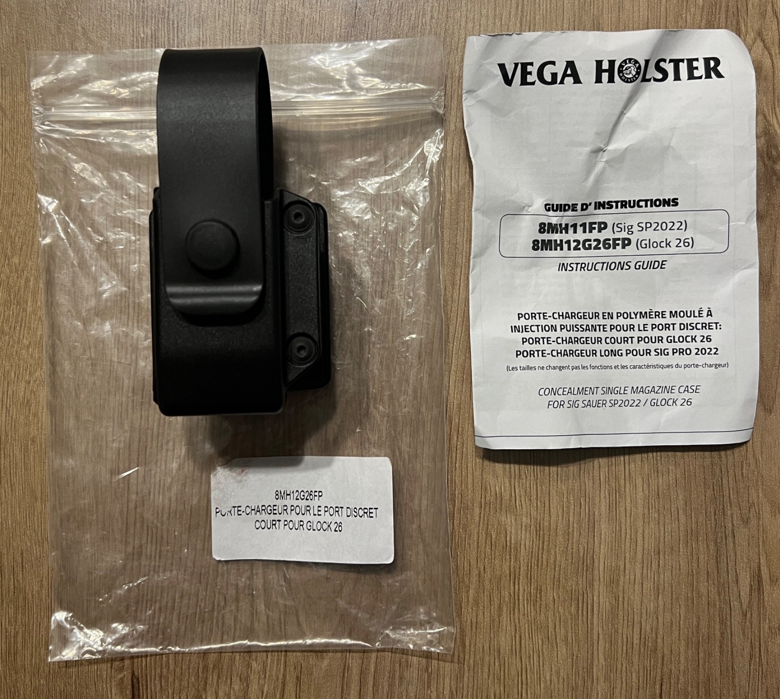 Porte-chargeur VEGA HOLSTER pour Glock 26 avec rétention réglable