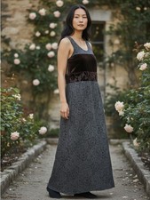 Citron Santa Monica Velvet Burnout Maxi Dress Large Rayon Silk Patchwork Vintage