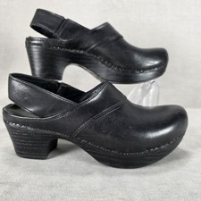 Dansko Shoes Womens Size 36 Black Leather Slingback Clogs Comfort Work Wear