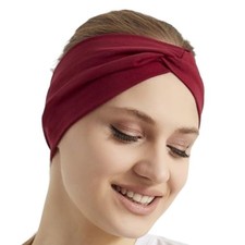 Women's Hair Stretchy Twist Headbands, Solid 1 Count Pack of 1 Burgundy