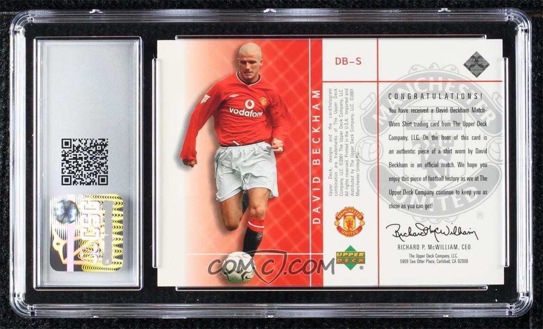 2001-02 Upper Deck Manchester United Match-Worn Shirts David Beckham CSG 7.5 view 2
