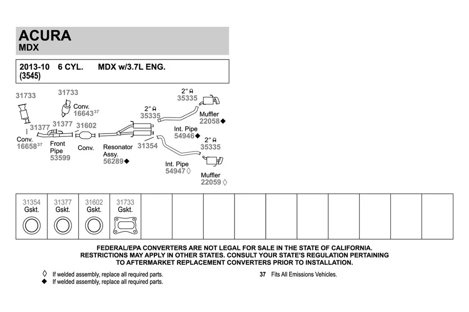 For Honda Civic 1988-2005 Walker 31354 Steel Donut Exhaust Pipe Flange Gasket Foto 4 de 4