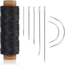 Hilo encerado 55 yardas kit agujas costura cuero reparacion bolsas sofa negro