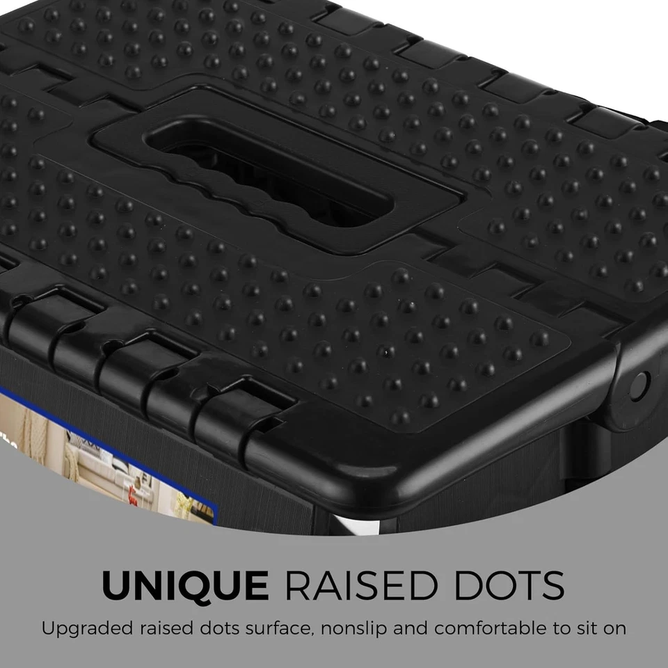 Folding Step Stool Plastic Foldable Stools Non Slip Dot Surface 13" 16" 17.5" - Image 3 of 4