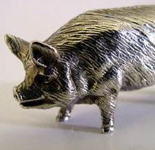 HEAVY 66g ENGLISH SOLID STERLING SILVER PIG FARM ANIMAL FIGURE LONDON 1999