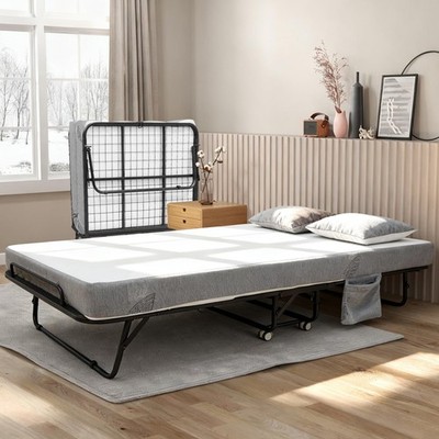  31/38/45'' Folding Bed W/Mattress Portable rollaway bed W/4'' Memory Foam Mattre